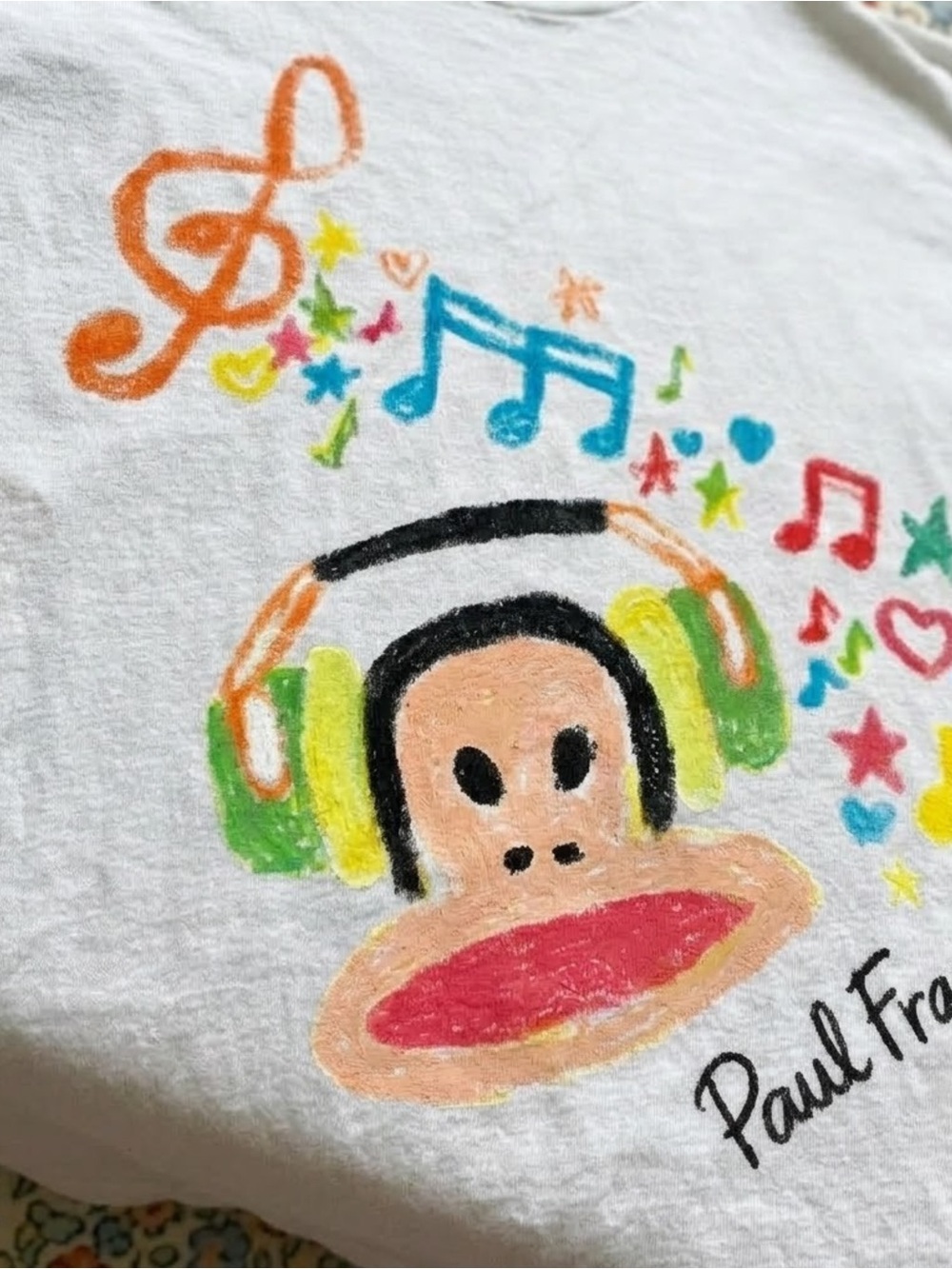 Gildan White Paul Frank Monkey Headphones Graphic Tee - Picture 2 of 2
